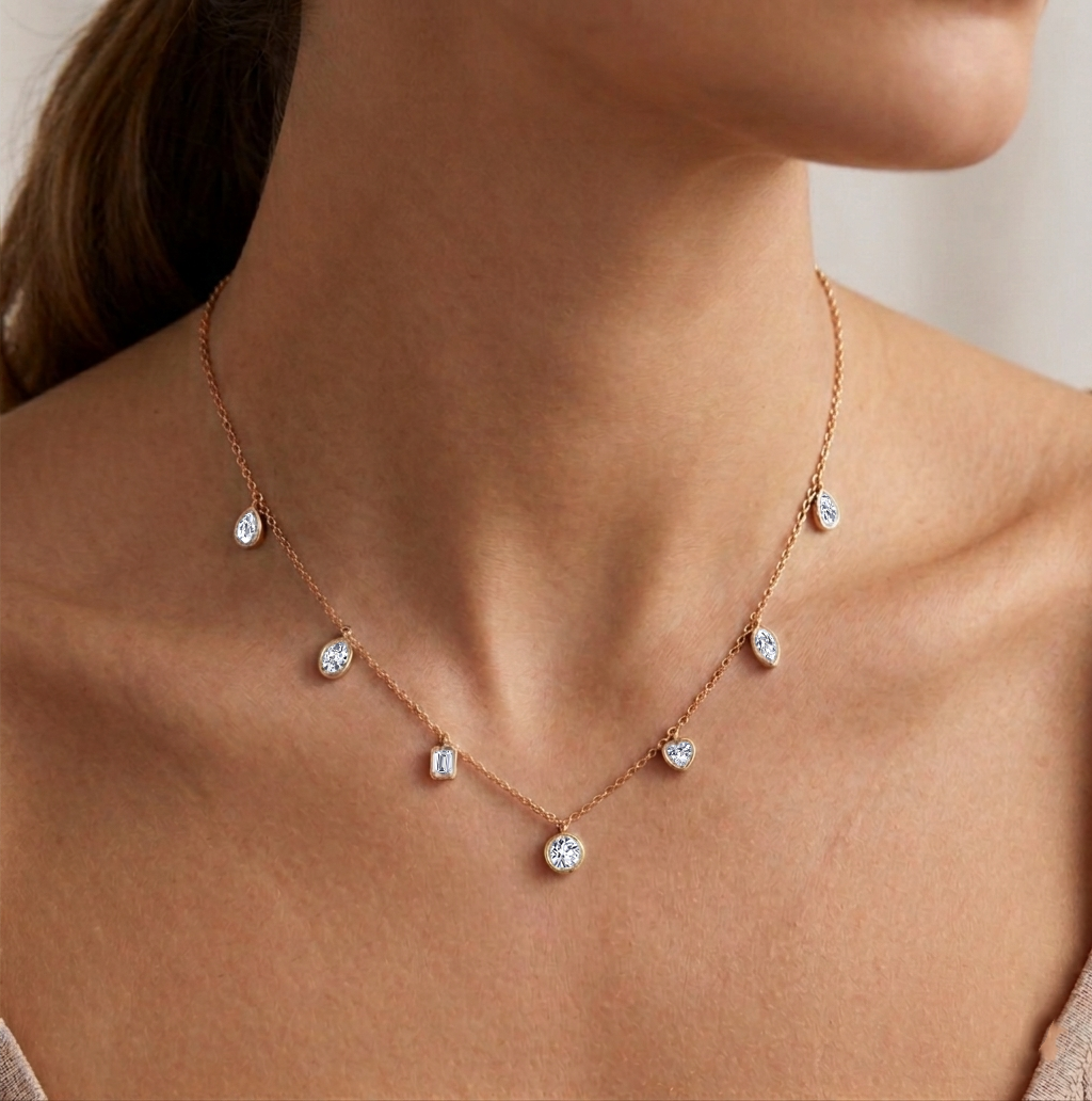 Multi Shape Diamonds By The Yard Necklace