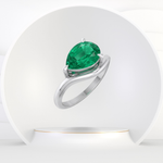 Natural Green Emerald Pear Shape Pinky Ring