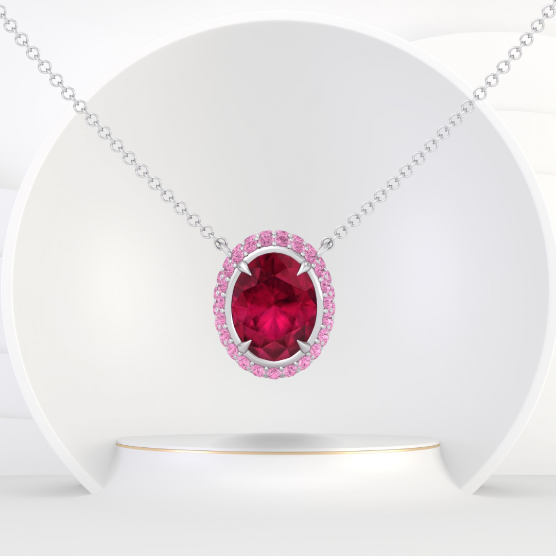 (3.5CT T.W.) Natural Pink Sapphire and Ruby Pendant 