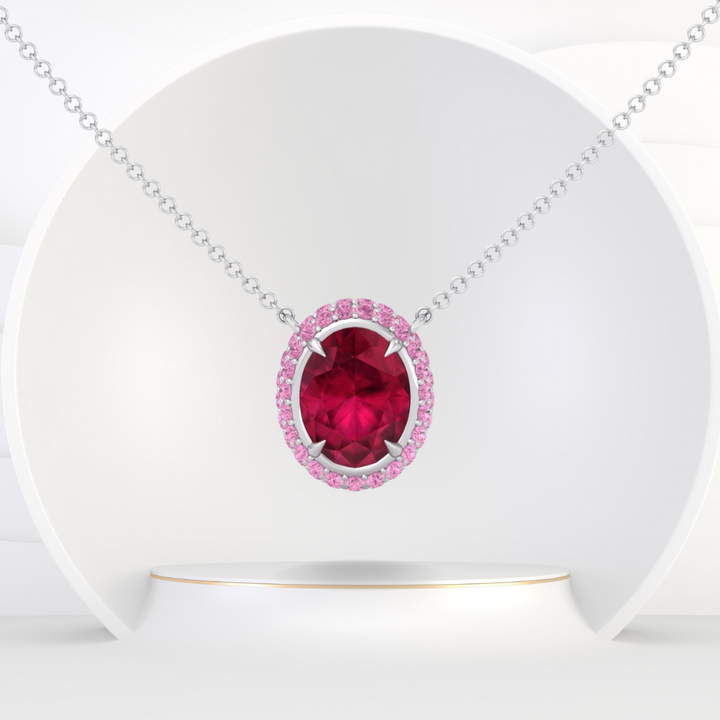 (3.5CT T.W.) Natural Pink Sapphire and Ruby Pendant 