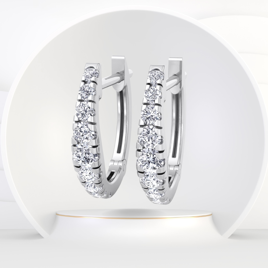 Graduated Round Shape Natural Diamond Huggie Hoop Earrings