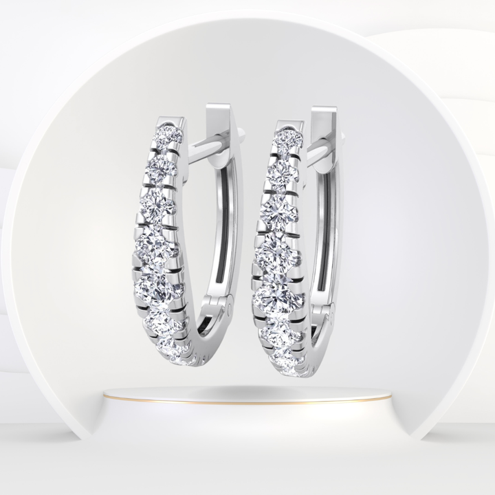 Graduated Round Shape Natural Diamond Huggie Hoop Earrings