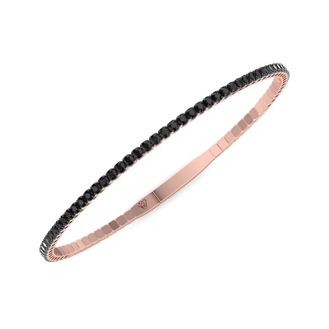Natural Black Diamond Bangle 14K Rose Gold