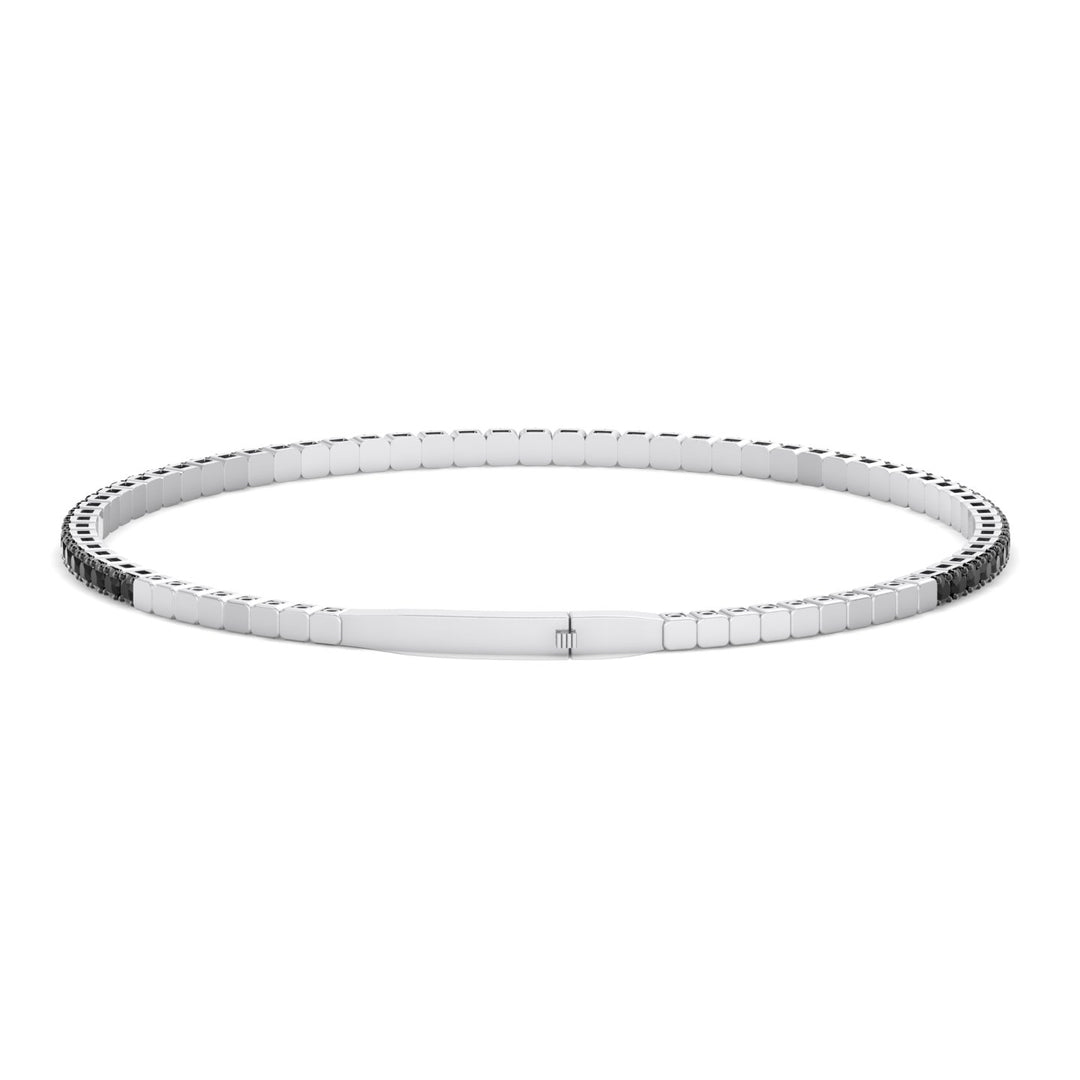 Natural Black Diamond Bangle White Gold