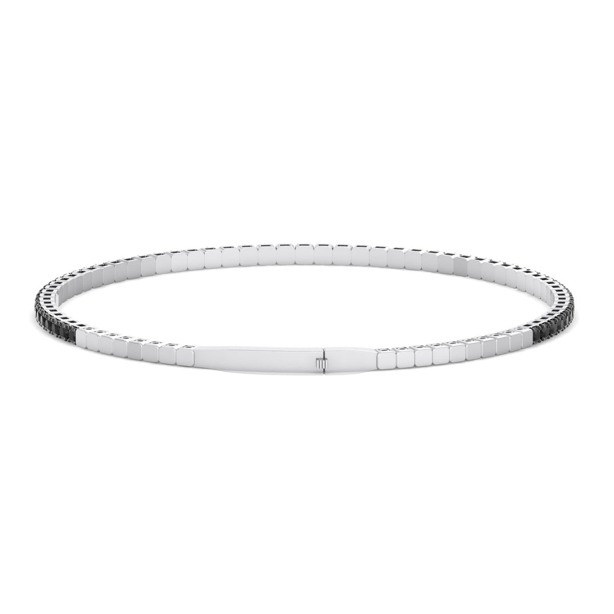 Natural Black Diamond Bangle White Gold