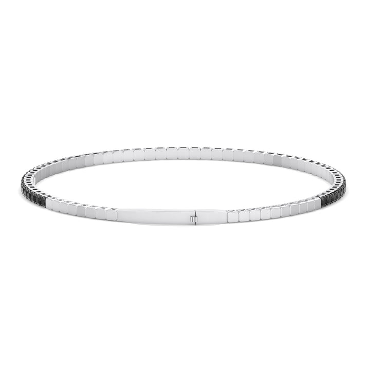 Natural Black Diamond Bangle White Gold