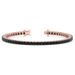 Natural Black Diamond Tennis Bracelet 14K Rose Gold, Unhooked