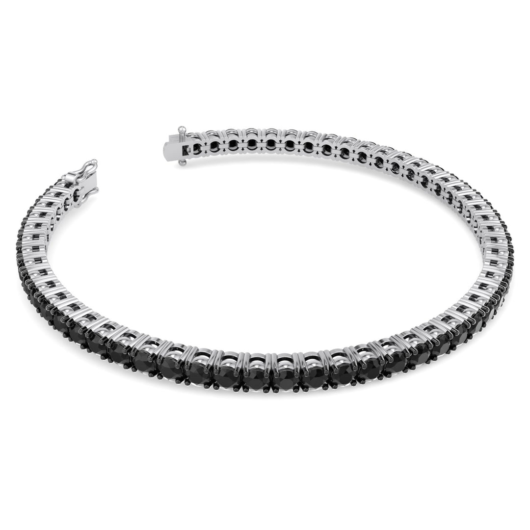 Natural Black Diamond Tennis Bracelet in 14K Solid Gold, Top