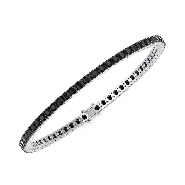 Natural Black Diamond Tennis Bracelet in 14K White Gold, Top Down