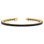 Natural Black Diamond Tennis Bracelet in 14K Yellow Gold, Unhooked