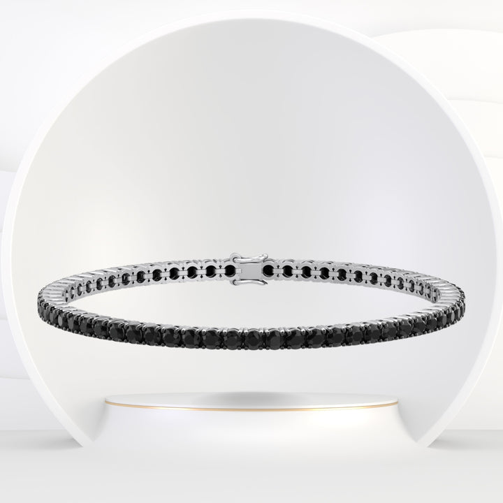 Natural Black Diamond Tennis Bracelet in Platinum