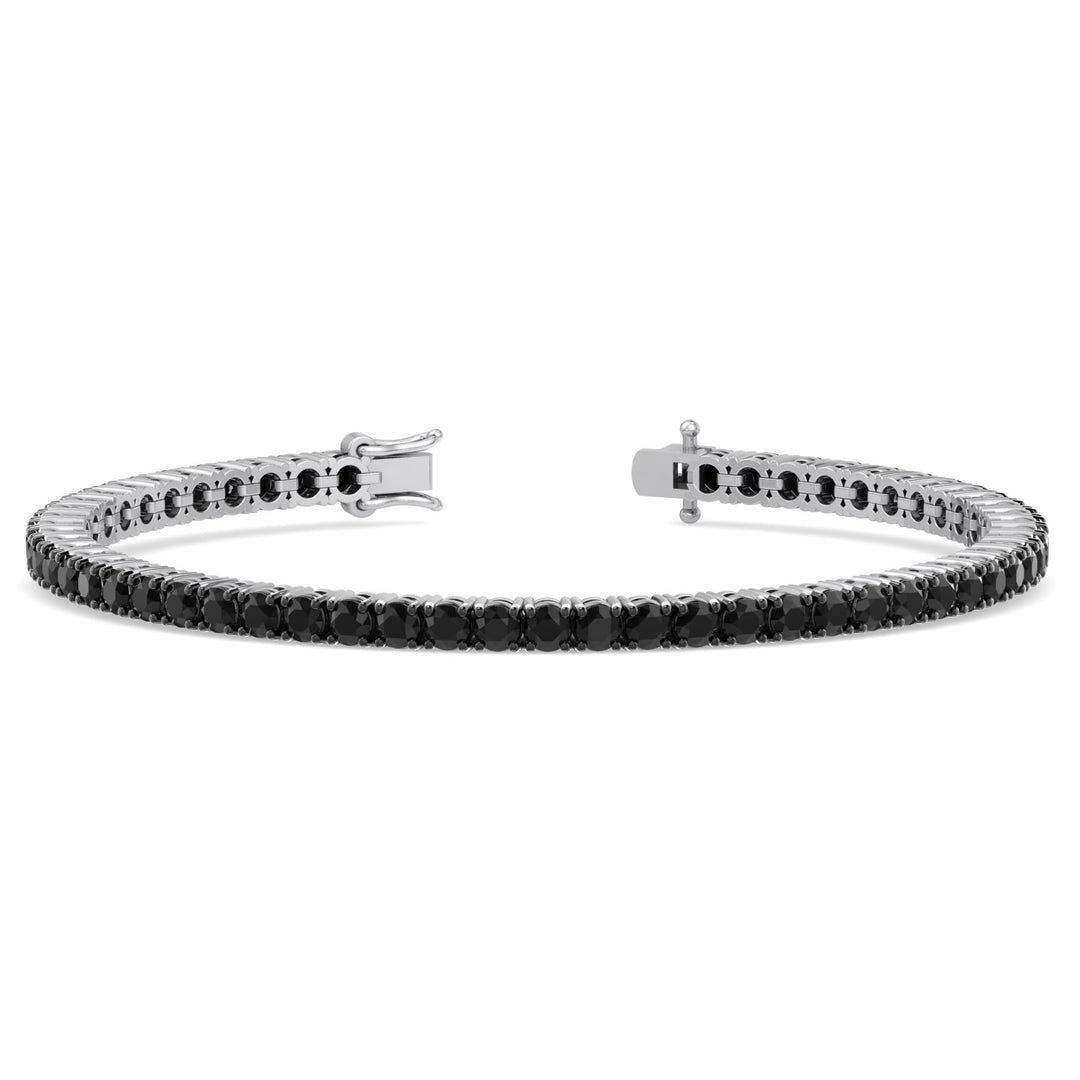 Natural Black Diamond Tennis Bracelet in Platinum, Open Clasp