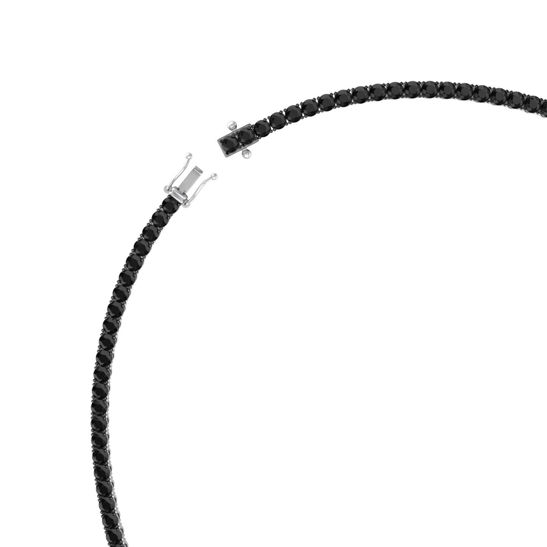 Natural Black Diamond Tennis Necklace 4-Prong-14K White, Clasp