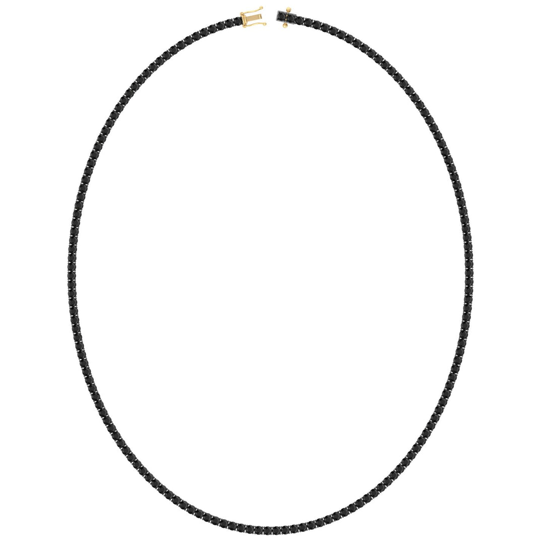 Natural Black Diamond Tennis Necklace 4-Prong 14K Yellow, Profile