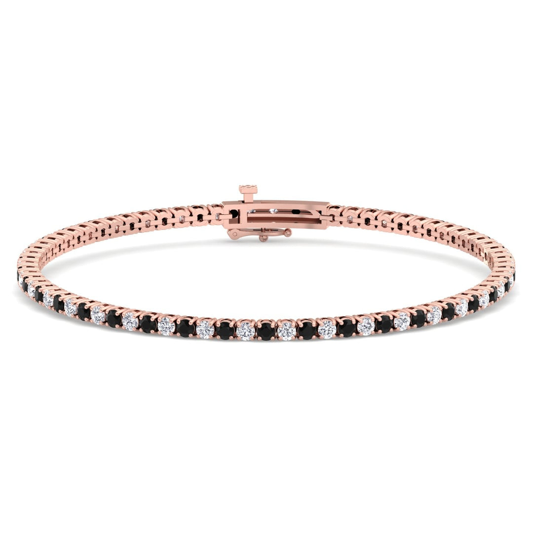 Natural Diamond & Sapphire Tennis Bracelet 14K Rose Gold