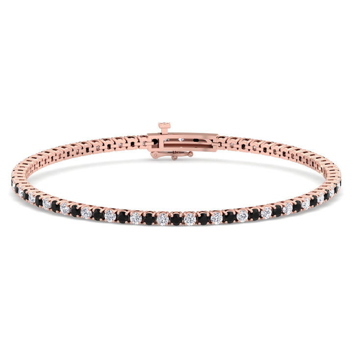 Natural Diamond & Sapphire Tennis Bracelet 14K Rose Gold