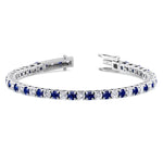 Natural Diamond & Sapphire Tennis Bracelet 14K White Gold Unhooked