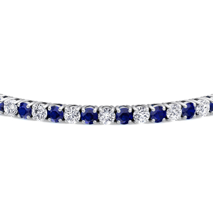 Natural Diamond & Sapphire Tennis Bracelet White Gold Closeup