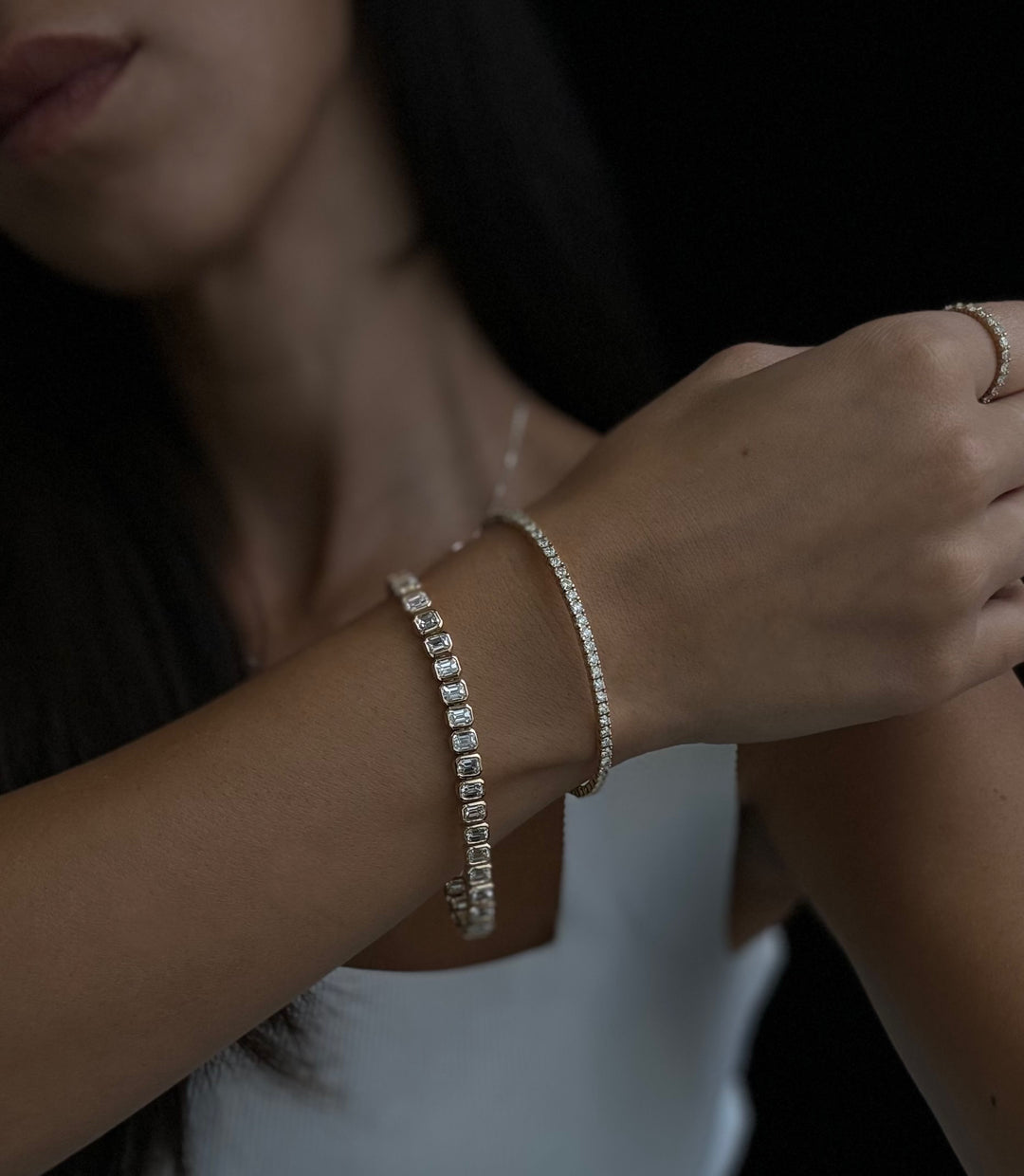 Natural Diamond Tennis Bracelet Bezel Setting