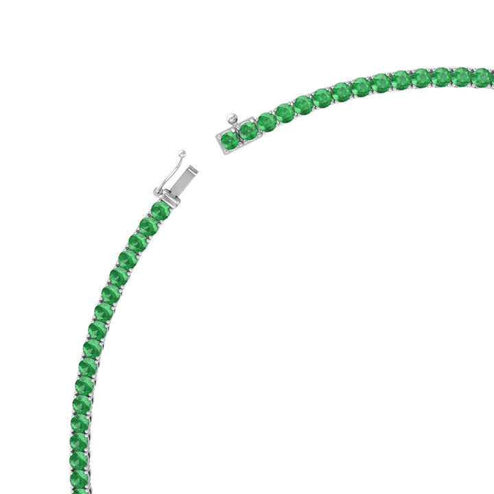 Natural Green Emerald Tennis Necklace White-Box Clasp