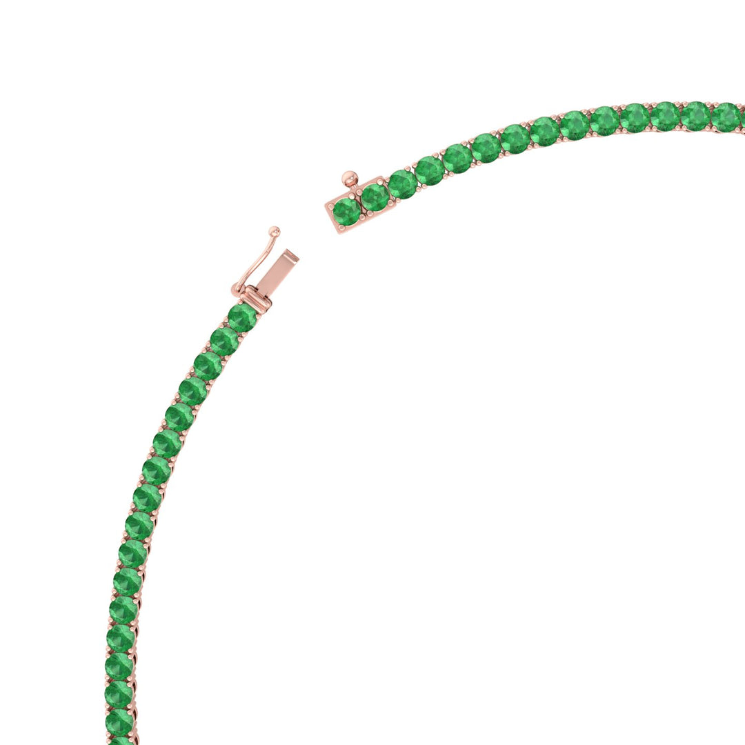 Natural Green Emerald Tennis Necklace Rose, Box Clasp