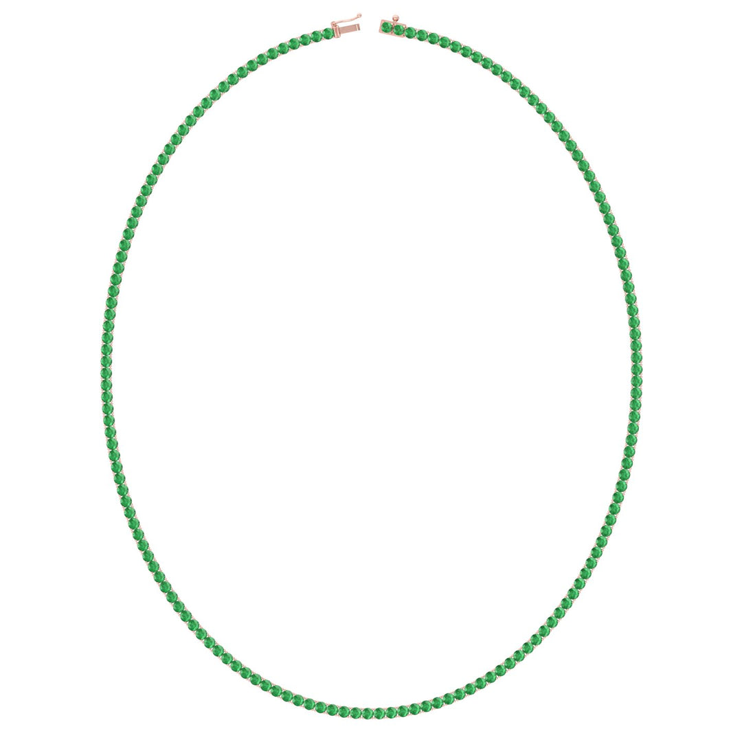 Natural Green Emerald Tennis Necklace Rose, Profile