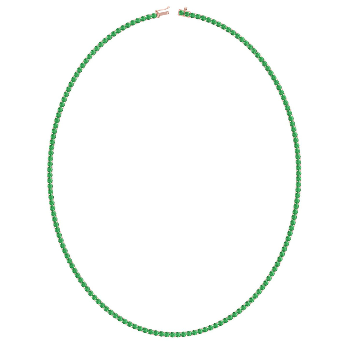 Natural Green Emerald Tennis Necklace Rose, Profile
