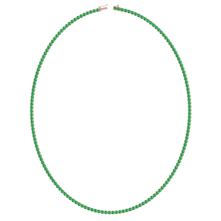 Natural Green Emerald Tennis Necklace Rose, Profile