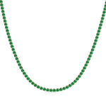 Natural Green Emerald Tennis Necklace Rose, Stretched