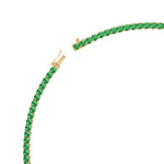 Natural Green Emerald Tennis Necklace Yellow Gold, Clasp