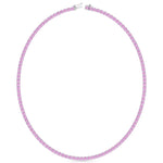 Natural Pink Sapphire Tennis Necklace-14K White Gold, Profile