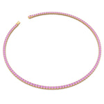 Natural Pink Sapphire Tennis Necklace-14K Yellow Gold, Top Down