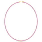 Natural Pink Sapphire Tennis Necklace-14K Yellow, Profile