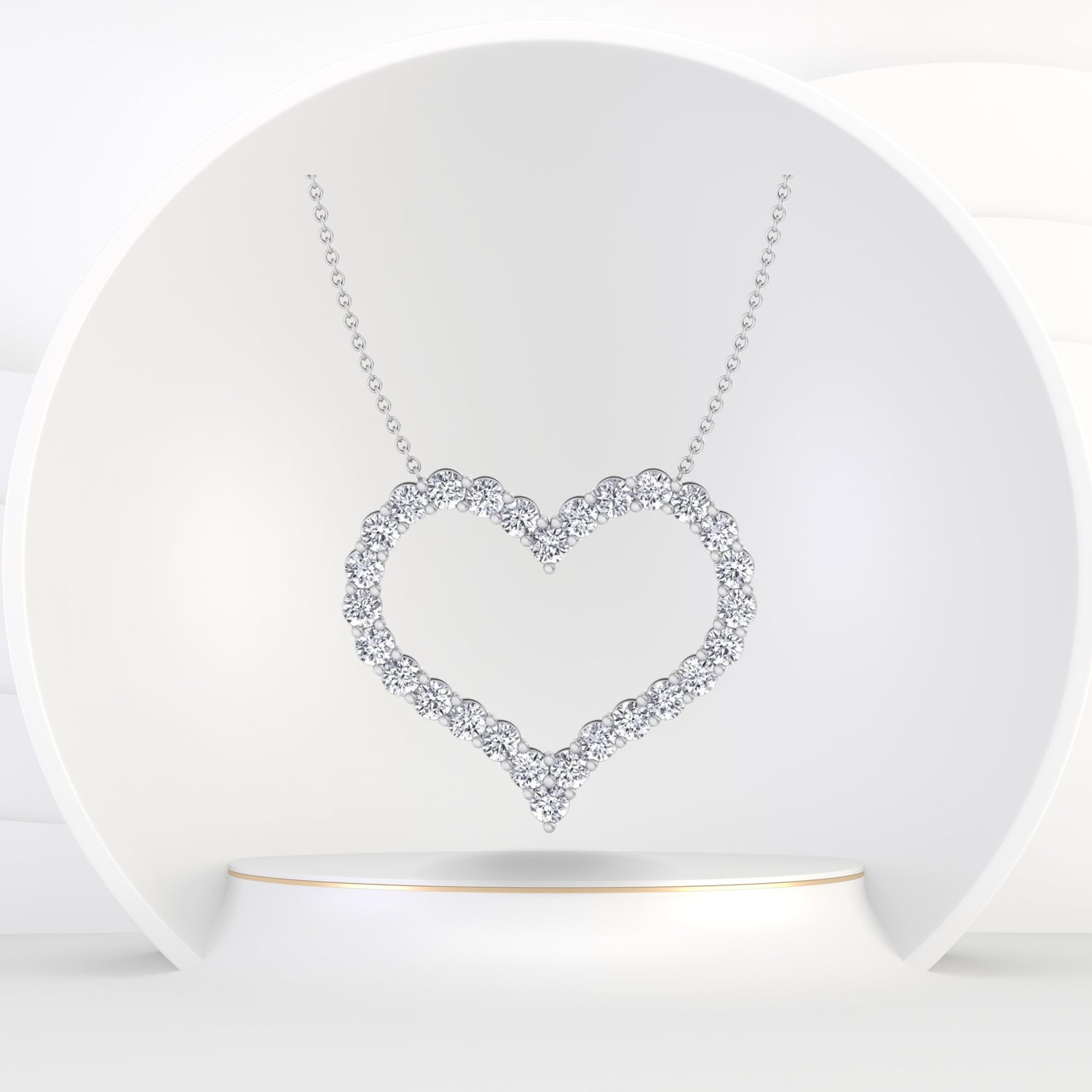 Open Heart Diamond Pendant Necklace (2.05CT ) Valentines Gift
