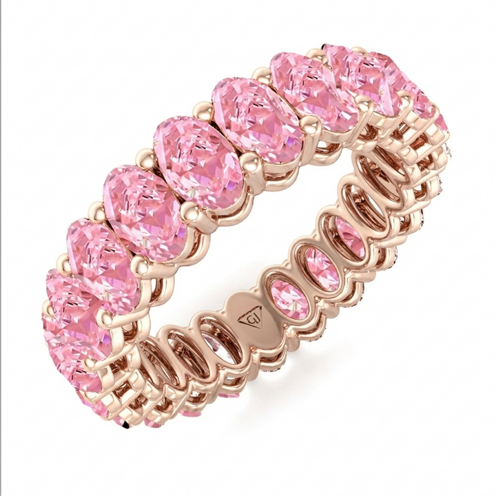 Oval Shape Pink Sapphire Eternity Band RG
