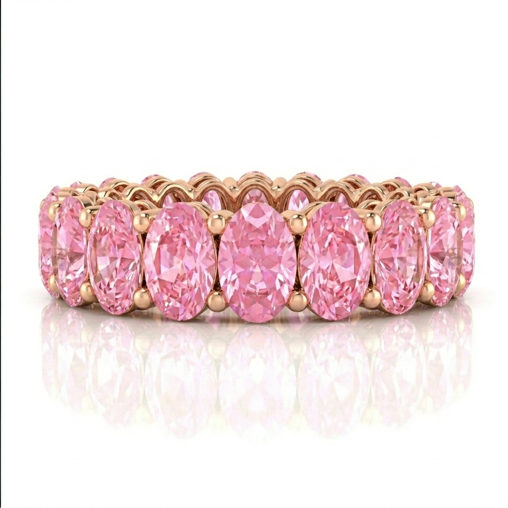 Oval Shape Pink Sapphire Eternity Band RG 2