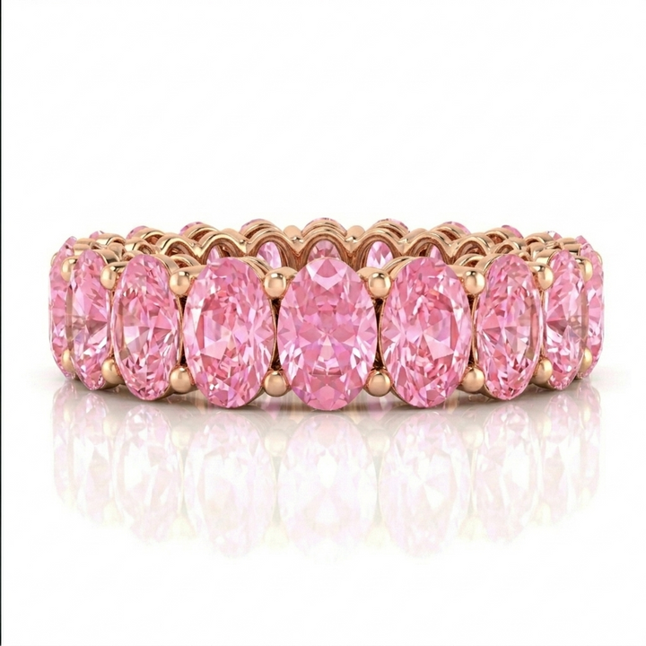 Oval Shape Pink Sapphire Eternity Band RG 2