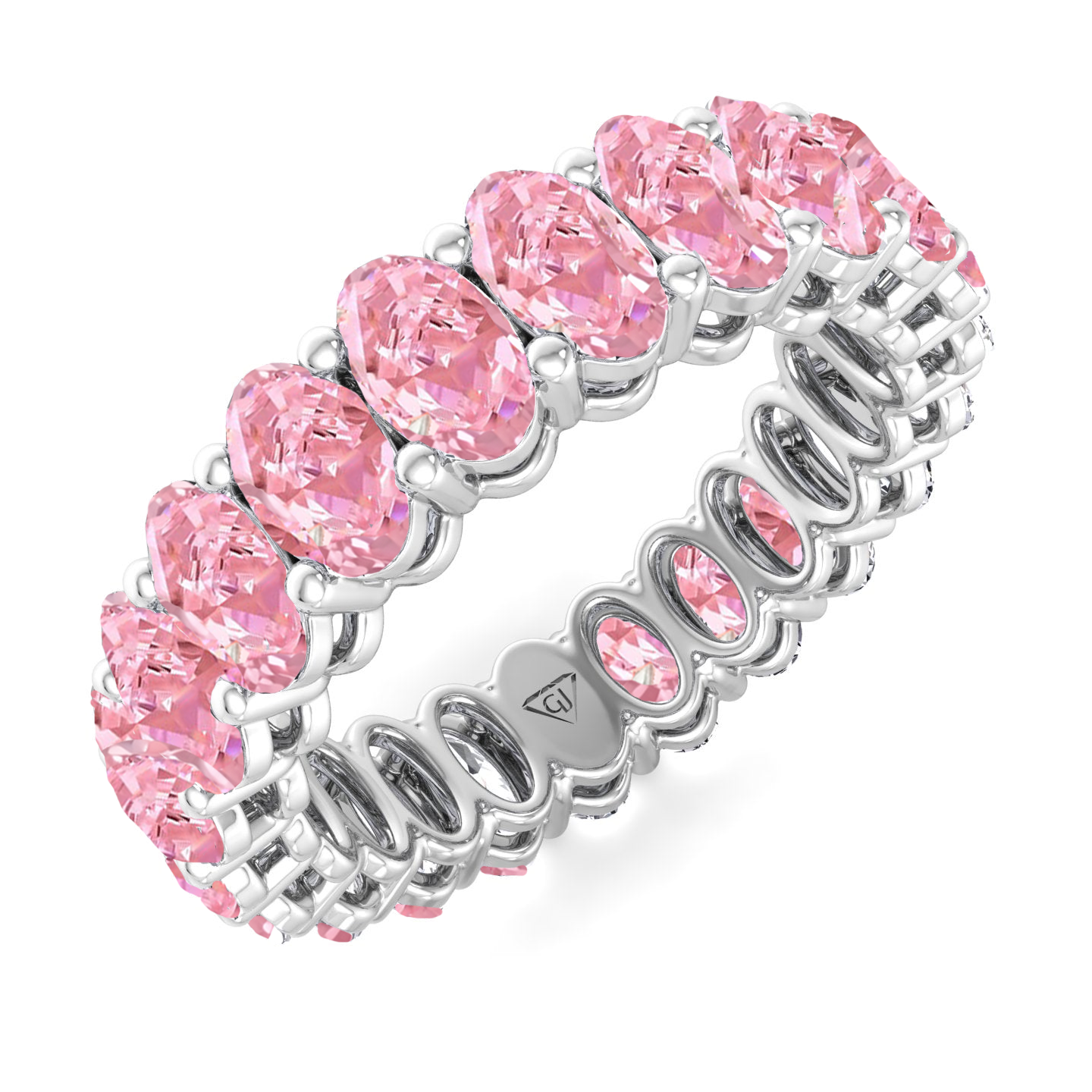 Oval Shape Pink Sapphire Eternity Band WG 2