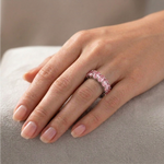 Oval Shape Pink Sapphire Eternity Band WG lifestyle