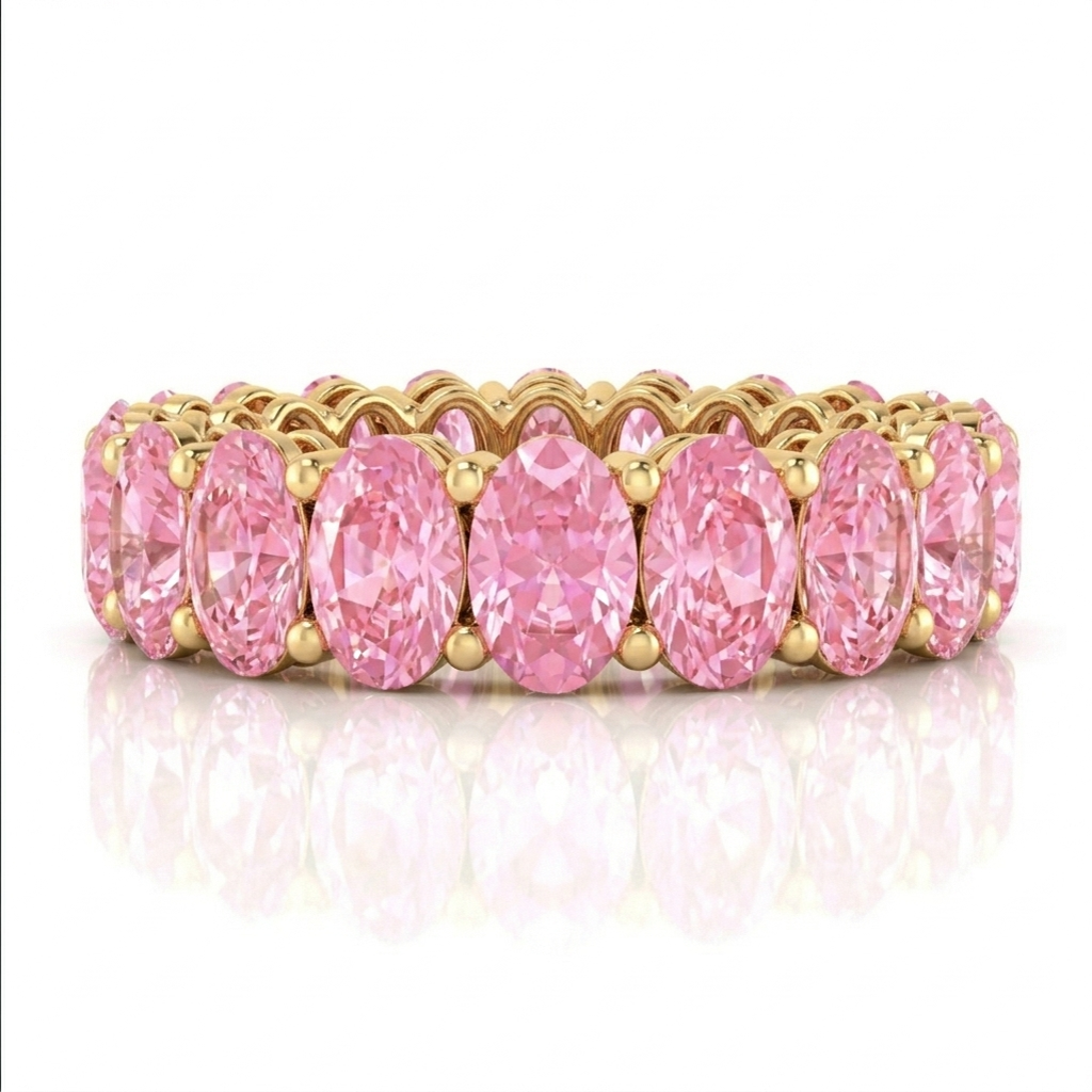 Oval Shape Pink Sapphire Eternity Band YG 2