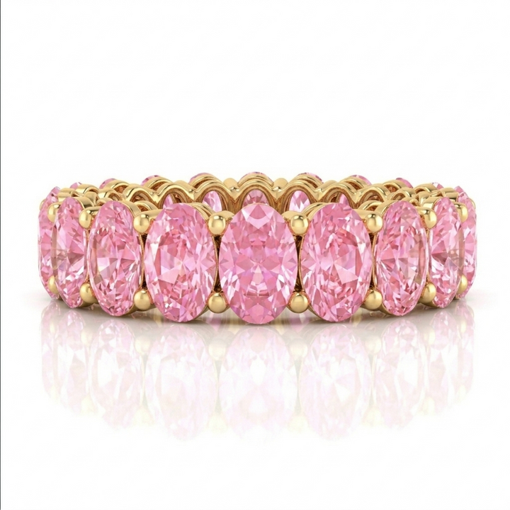 Oval Shape Pink Sapphire Eternity Band YG 2