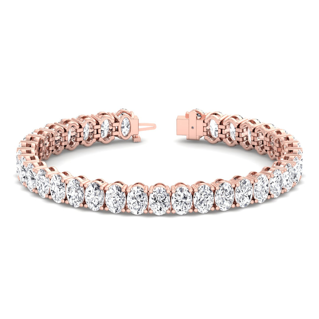 4 Prong Oval Shape Natural Diamond Tennis Bracelet 18K Solid Gold