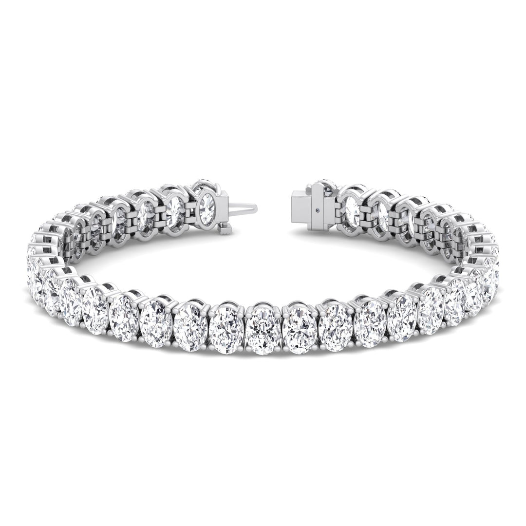 4 Prong Oval Shape Natural Diamond Tennis Bracelet 14K Solid Gold