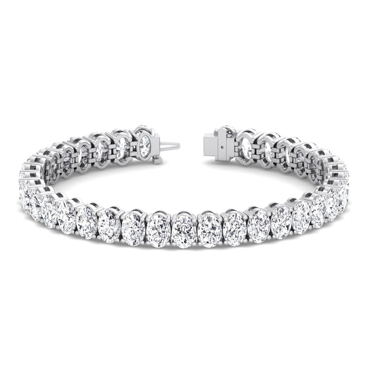 4 Prong Oval Shape Natural Diamond Tennis Bracelet 18K Solid Gold