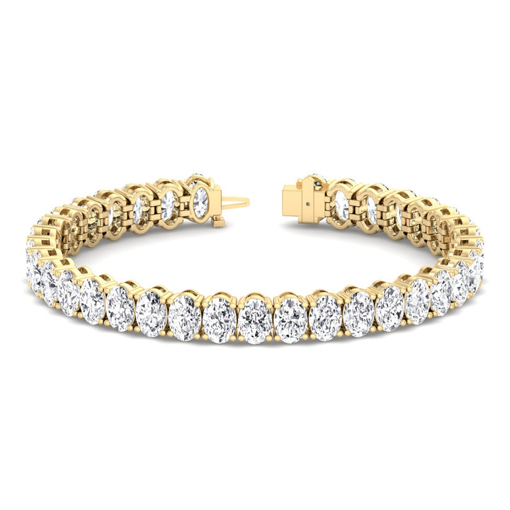 4 Prong Oval Shape Natural Diamond Tennis Bracelet 14K Solid Gold
