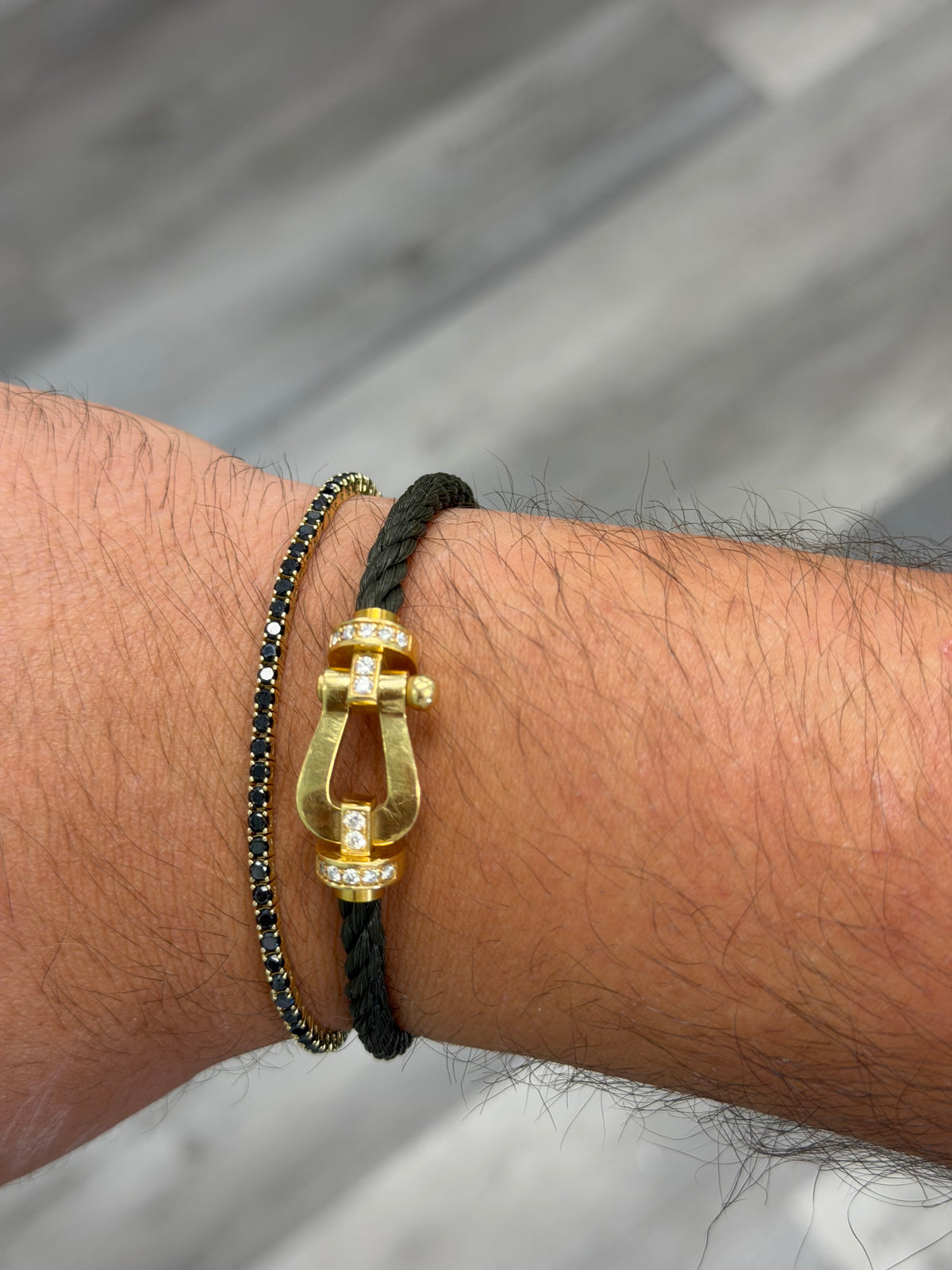 Men's Natural Black Diamond Tennis Bracelet in 14K Solid Gold