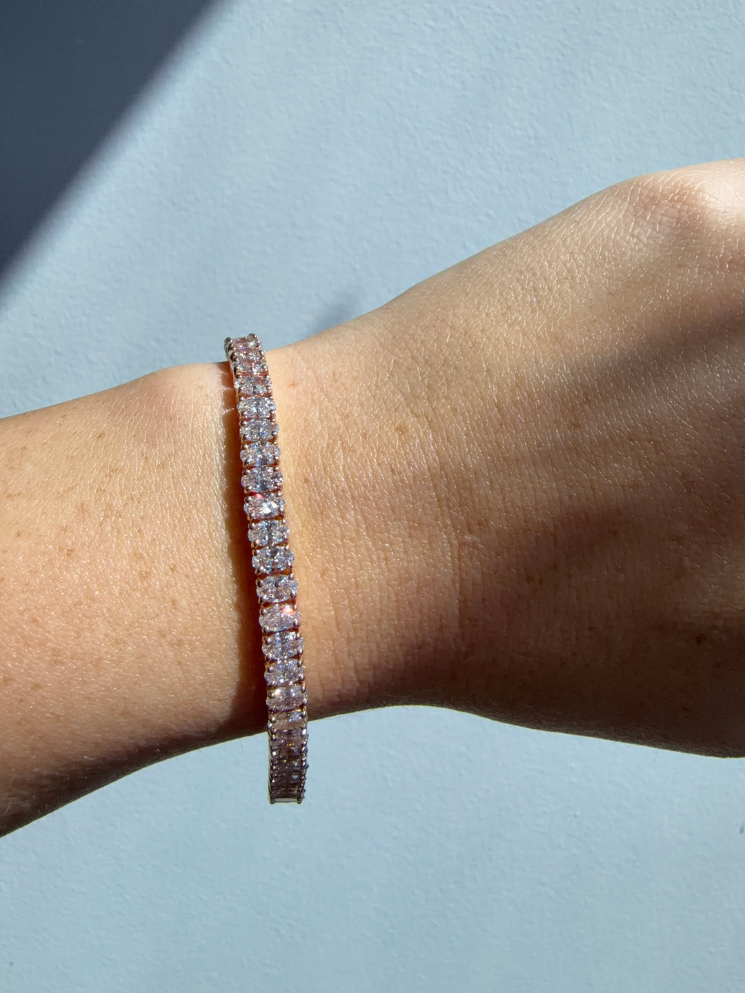 4 Prong Oval Shape Natural Diamond Tennis Bracelet 14K Solid Gold