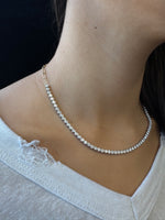 Paper-Clip and Bezel Set Diamond Tennis Necklace-4CT-8CT-14K- Paper Clip Yellow Gold-Tennis Necklace White Gold