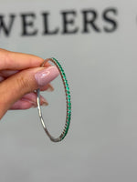 Flexible Natural Green Emerald Bangle 14K lifestyle Solid Gold