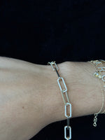 Natural Diamond Paperclip Chain Bracelet Solid Gold